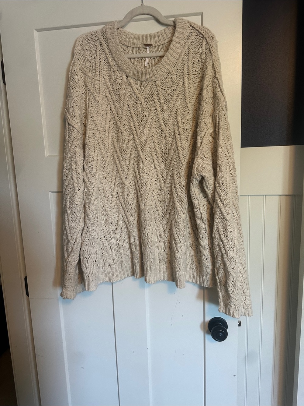 Free People Cream Cable Knit Sweater